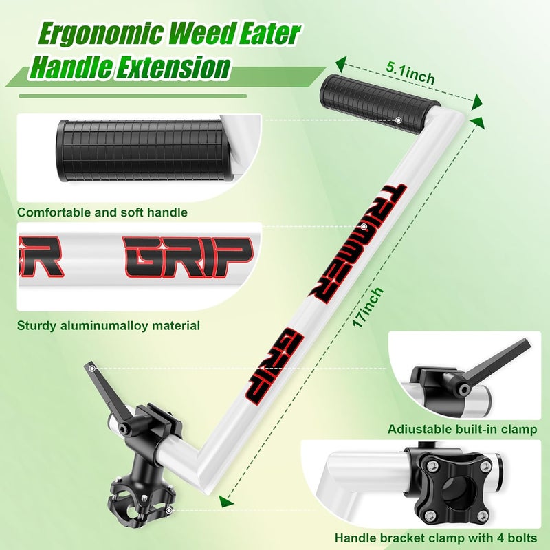 Yomoho Upgraded Ergonomic Trimmer Grip, String Trimmer Handle, with Trimmer Shoulder Harness, Weed Eater Handle Extension for Trimming, Weedeater Handle Grip for String Trimmer, Lawn Care (17") - Image 3